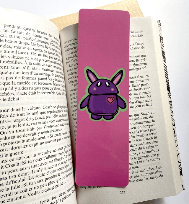 MARQUE PAGE "LAPIN MAUVE CYBER PUNK"