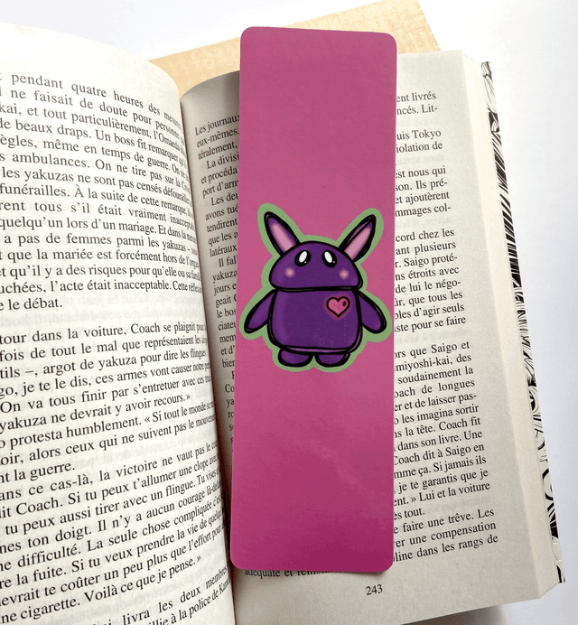 MARQUE PAGE &quot;LAPIN MAUVE CYBER PUNK&quot;